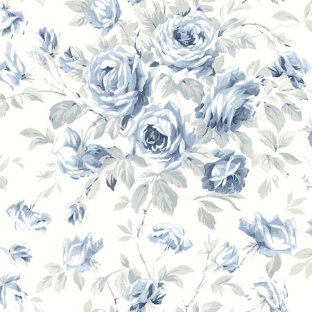 Manhattan Comfort Glendale Manon Blue Rose Stitch 33 ft L X 205 in W Wallpaper BR4072-70025